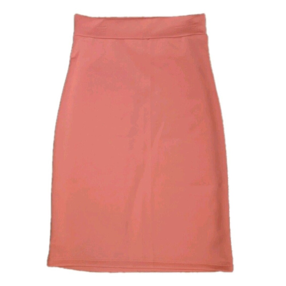 Popana High Waisted Knee Length Stretchy Pencil Skirt Pink Sz Lrg Corp Preppy